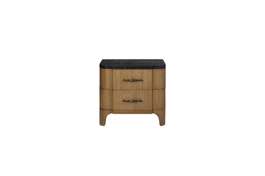 2-Drawer Stone Top Nightstand