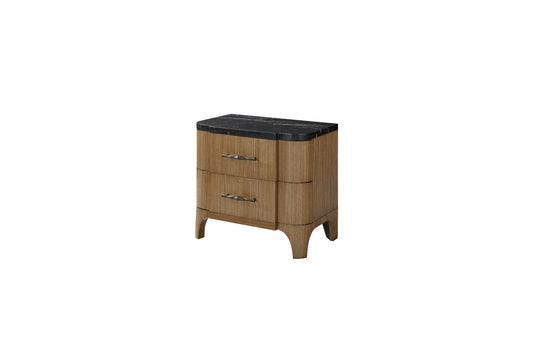 2-Drawer Stone Top Nightstand